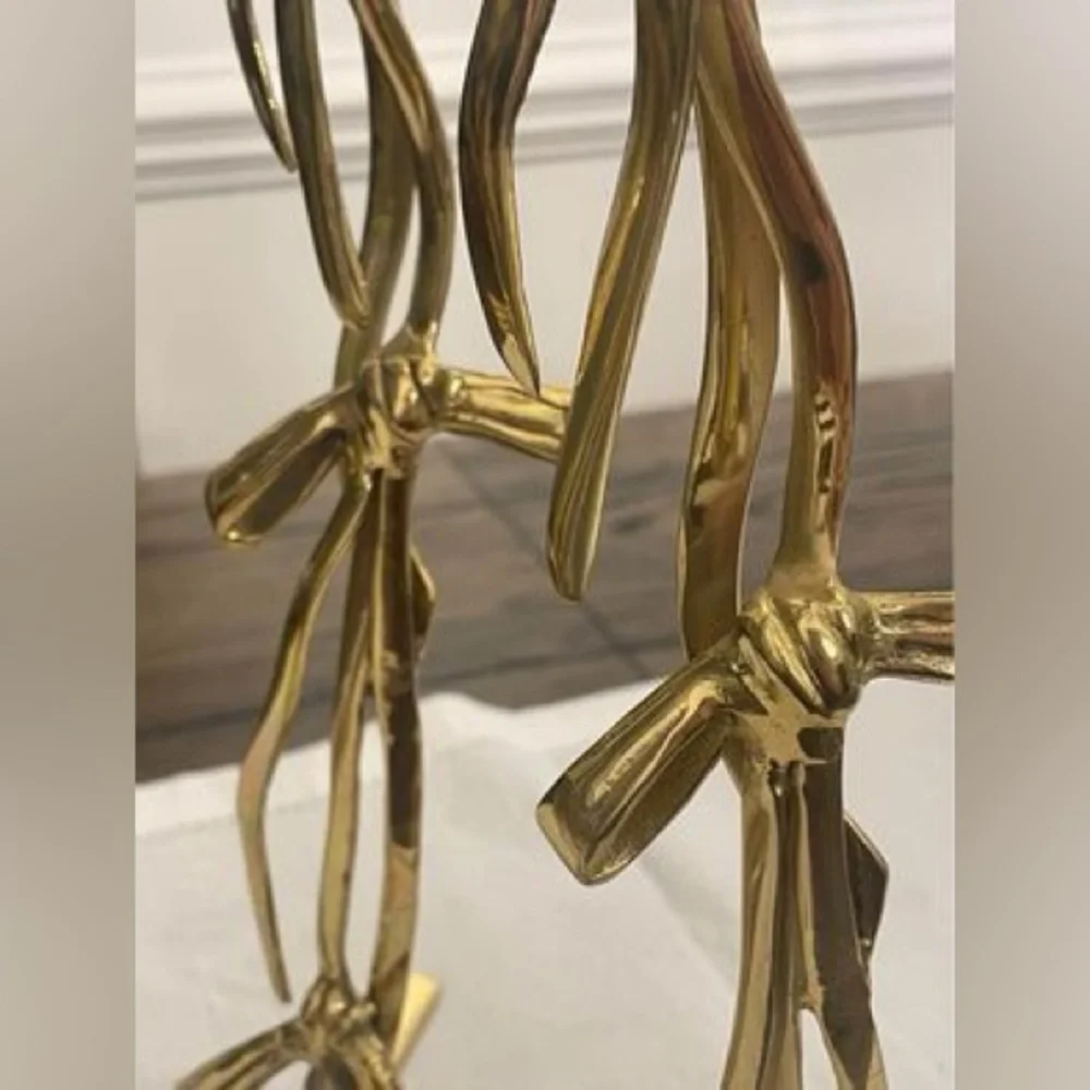 Anthropologie  1/ Bow Candlestick  Gold  Candleholder 12”Tall